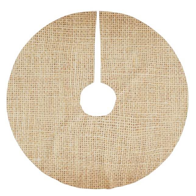 Natural sackcloth, textured background. brushed polyester tree skirt (Front)
