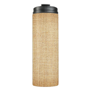 Natural sackcloth, textured background. thermal tumbler