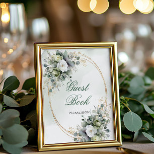 Natural Sage Green Botanical Guest Book Sign