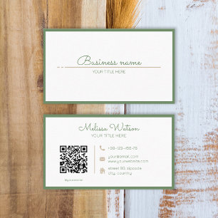 Natural sage green QR code boutique  Business Card