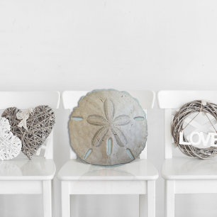 Natural Sand Dollar Round Coastal Decor Cushion