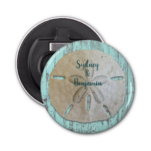 Natural Sand Dollar Rustic Beach Wood Favour Bottle Opener