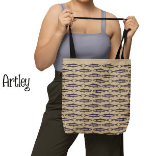 Natural Sardine Art Pattern Fish Drawings  Tote Bag