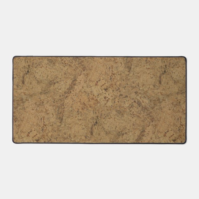 Natural Smoke Cork Bark Wood Grain Look Desk Mat (Front)
