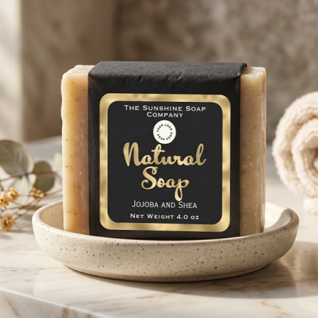 Natural soap label with logo - black & gold foil  (Creator Uploaded)