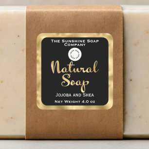 Natural soap label with logo - black & gold foil