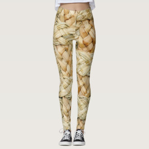 Natural Straw Texture Background Leggings