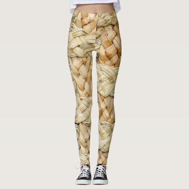 Natural Straw Texture Background Leggings (Front)