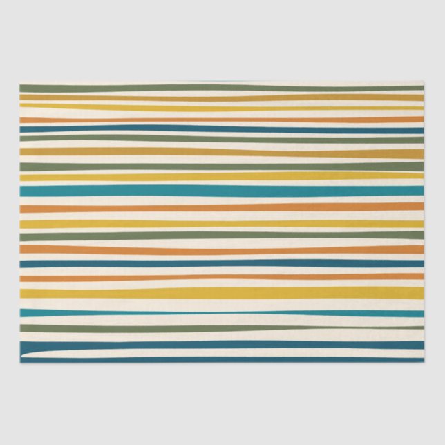 Natural Stripes Modern Aesthetic Colourful Pattern Tissue Paper (Front)