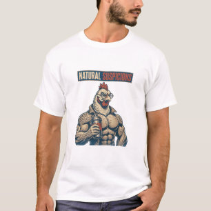 Natural Suspicions Funny Gym Rooster Protein Shake T-Shirt