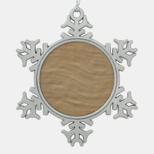 Natural Tan Sandstone Look Background Snowflake Pewter Christmas Ornament