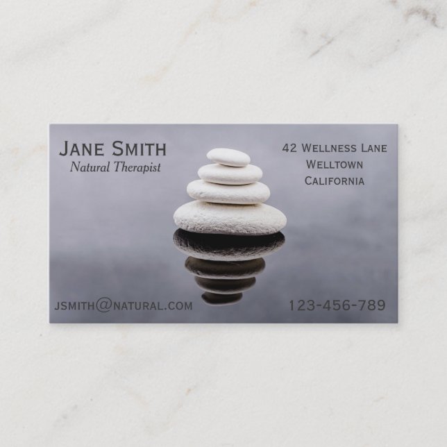 Natural Therapies Natural Therapist Zen stones Business Card (Front)