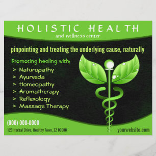 Natural Therapy Green Caduceus Symbol Horizontal Flyer