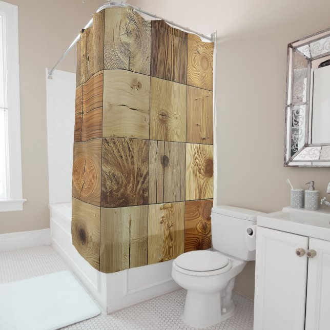 Natural Timber Shower Curtain (In Situ)