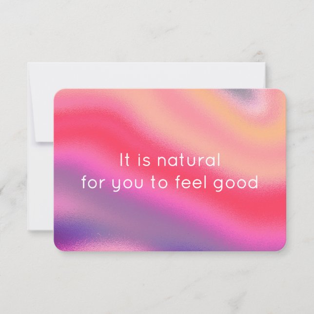 Natural to Feel Good Abstract Pink Quote Card (Front)
