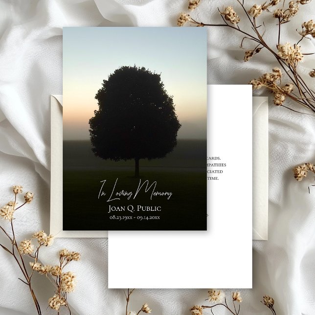 Natural Tree at Sunrise Funeral Memorial Sympathy Thank You Card (Creator Uploaded)