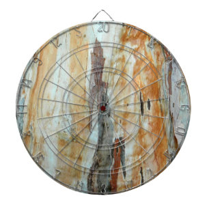 Natural tree bark colourful orange and grey dartboard