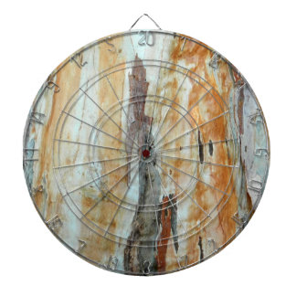 Natural tree bark colourful orange and grey pictur dartboard
