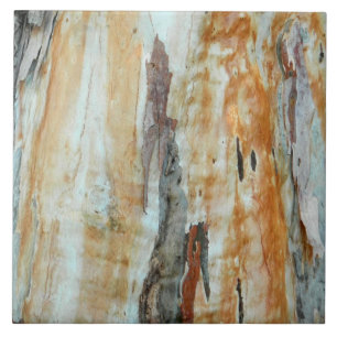Natural tree bark colourful orange and grey pictur tile