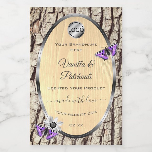 Natural Tree Bark Wood Grain Product Labels Logo (Single Label)