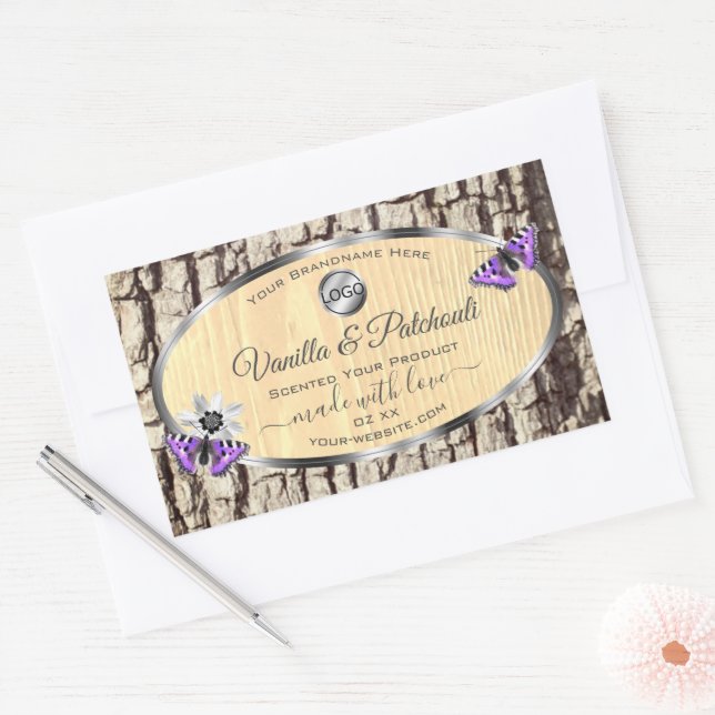 Natural Tree Bark Wood Grain Product Labels Logo (Envelope)