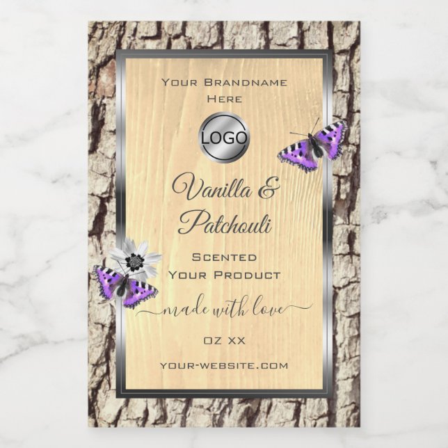 Natural Tree Bark Wood Grain Product Labels Logo (Single Label)