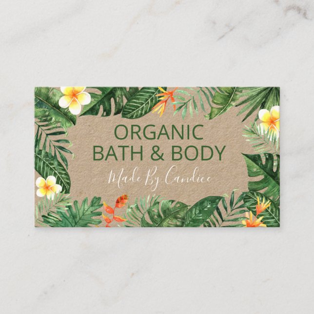 Natural Tropical Kraft Handmade Spa Bath & Body Business Card (Front)