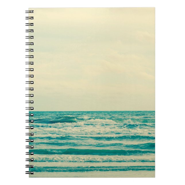 Natural tropical sea and beach with windy wave in  notebook (Front)