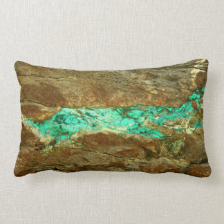 Natural turquoise vein in rough brown stone lumbar cushion
