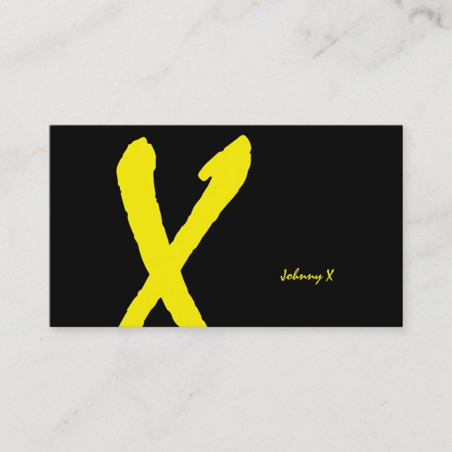 Natural Type Monogram Electric Yellow Business Card (Front)