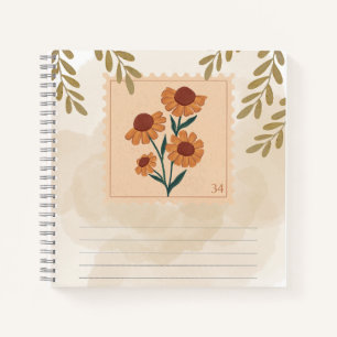 Natural vintage floral Stamp lovers Chic design Notebook