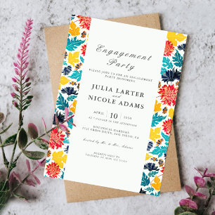 Natural Watercolor Sunflowers Engagement Party Invitation