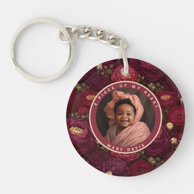 Natural wedding memory Ranunculus Key Ring (Front)