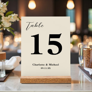 Natural White Minimalist Wedding Table Number Acrylic Sign