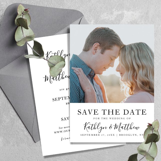 Natural White Modern Typography Photo Wedding Save The Date (Creator Uploaded)