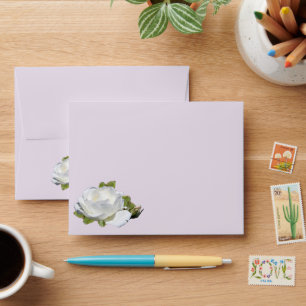 Natural White Roses Stationary Envelopes