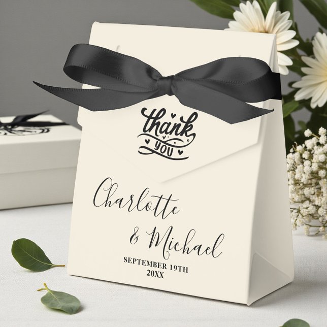 Natural White Script Minimalist Wedding Favour Box (Creator Uploaded)