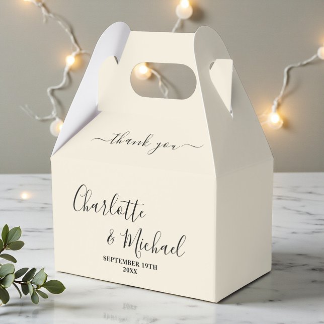 Natural White Script Minimalist Wedding Thank You Favour Box (Creator Uploaded)