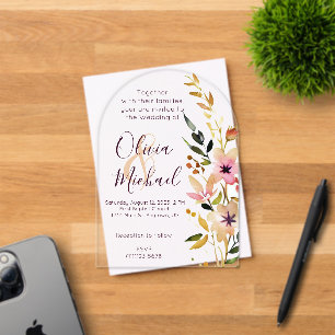 Natural wildflowers Wedding Acrylic Invitations
