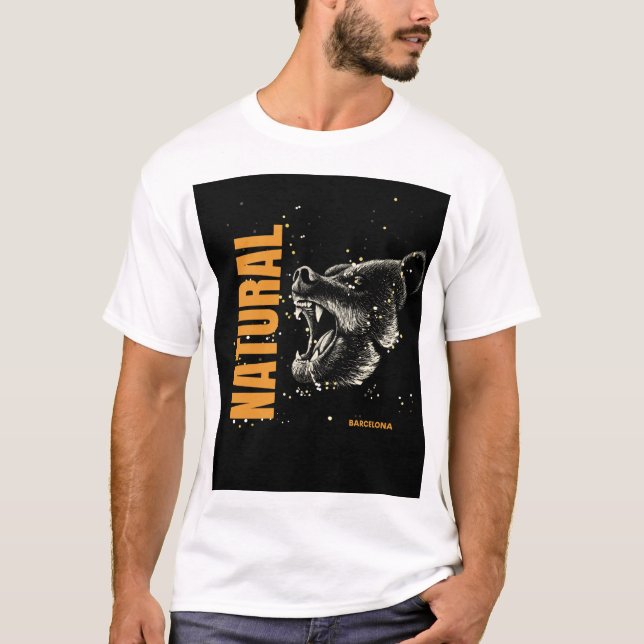 Natural with a bear T-Shirt (Front)