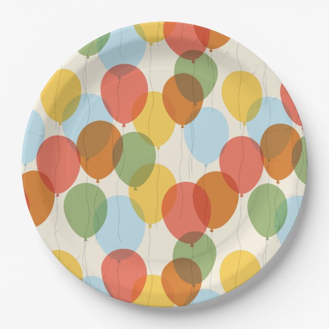 Natural Wonders Party Balloons Pattern Paper Plate (Front)
