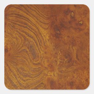 Natural Wood Grain Image with Golden Swirls Square Sticker
