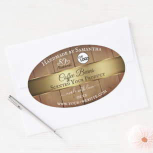 Natural Wood Grain Product Labels Gold Decor Logo