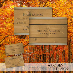 Natural Wood Grain Rustic Wooden Boards Striking Business Card