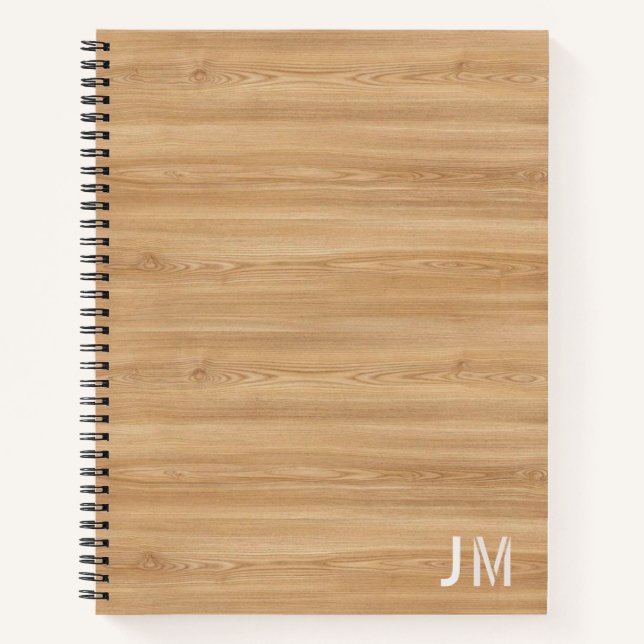 Natural Wood Monogram Notebook (Front)