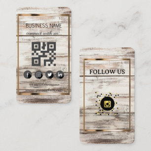 Natural wood style-Social Media QR Code Business Card