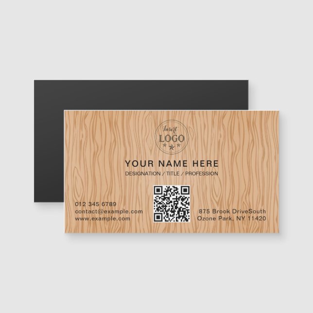 Natural Wood Texture Magnetic Business Card (Front/Back)
