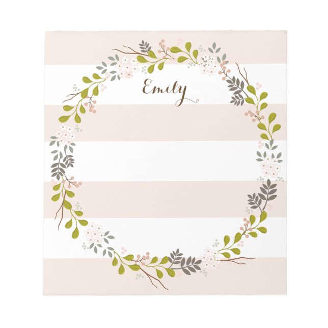 Natural Woodland Floral Personalised Notepad (Front)