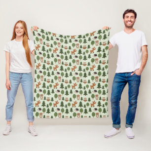 Natural Woodland Friends Baby Animals Trees Fleece Blanket