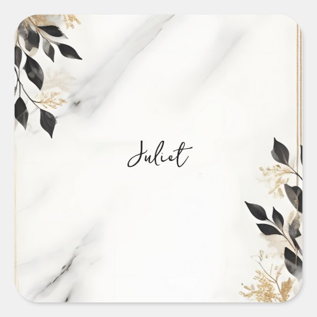 Natural Work Stacked Stone Marble Bridal Shower Square Sticker (Front)